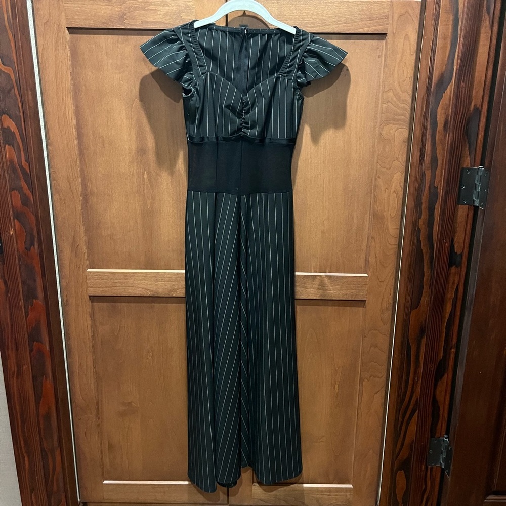 Kelle Black and White Striped Jumpsuit